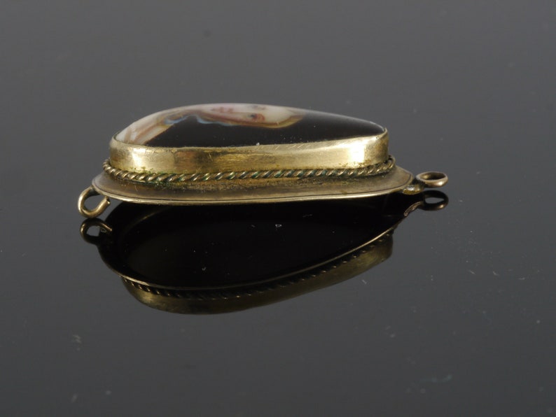 Elizabethan English Renaissance 1600s Portrait Miniature 10K Gold Pendant image 4