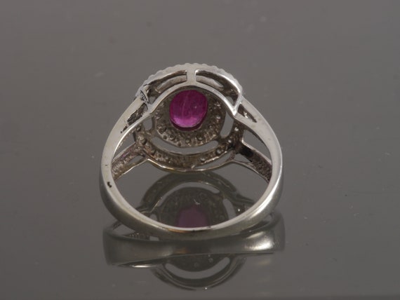 Vintage Estate 10k White Gold Natural Oval Ruby D… - image 3