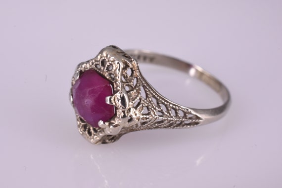 Antique Art Deco Pink Tourmaline Filigree 10k Whi… - image 3