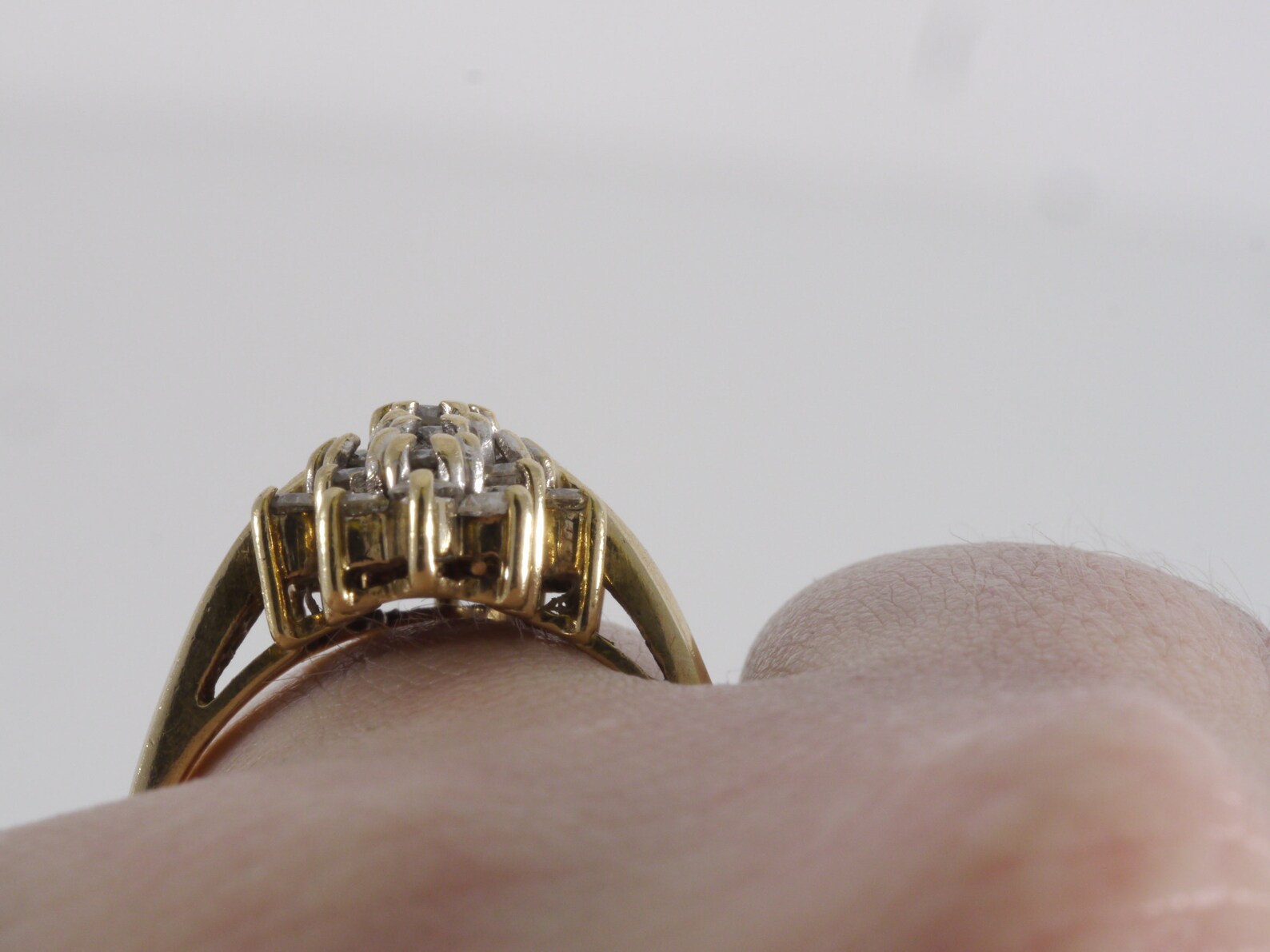 Vintage Estate 10k 417 Yellow Gold Round Diamond Cluster Starburst ...