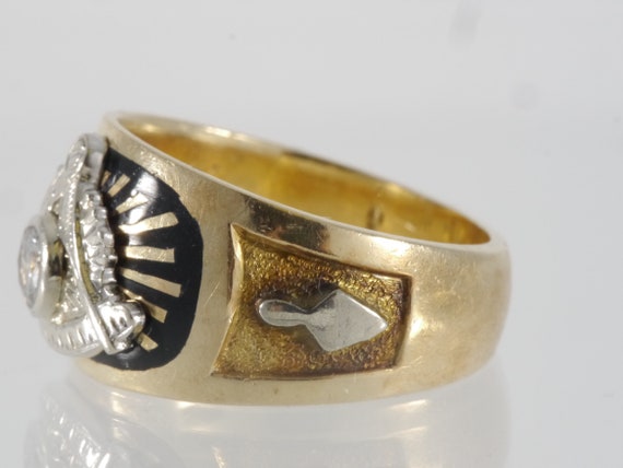 Heavy 14K 2tone gold .3CT VS diamond Masonic Past… - image 2