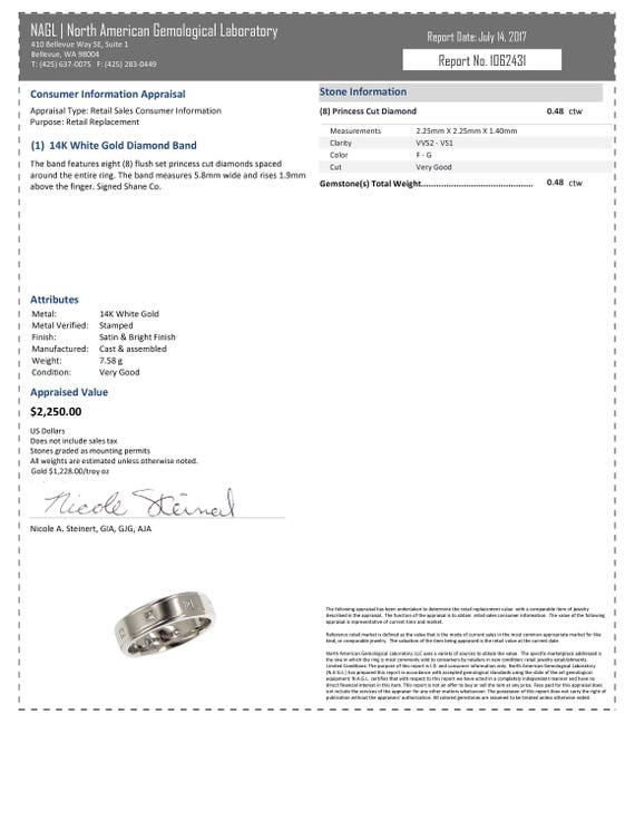 Certified(NAGL)VVS2-VS1 14k White Gold Men's Diam… - image 4