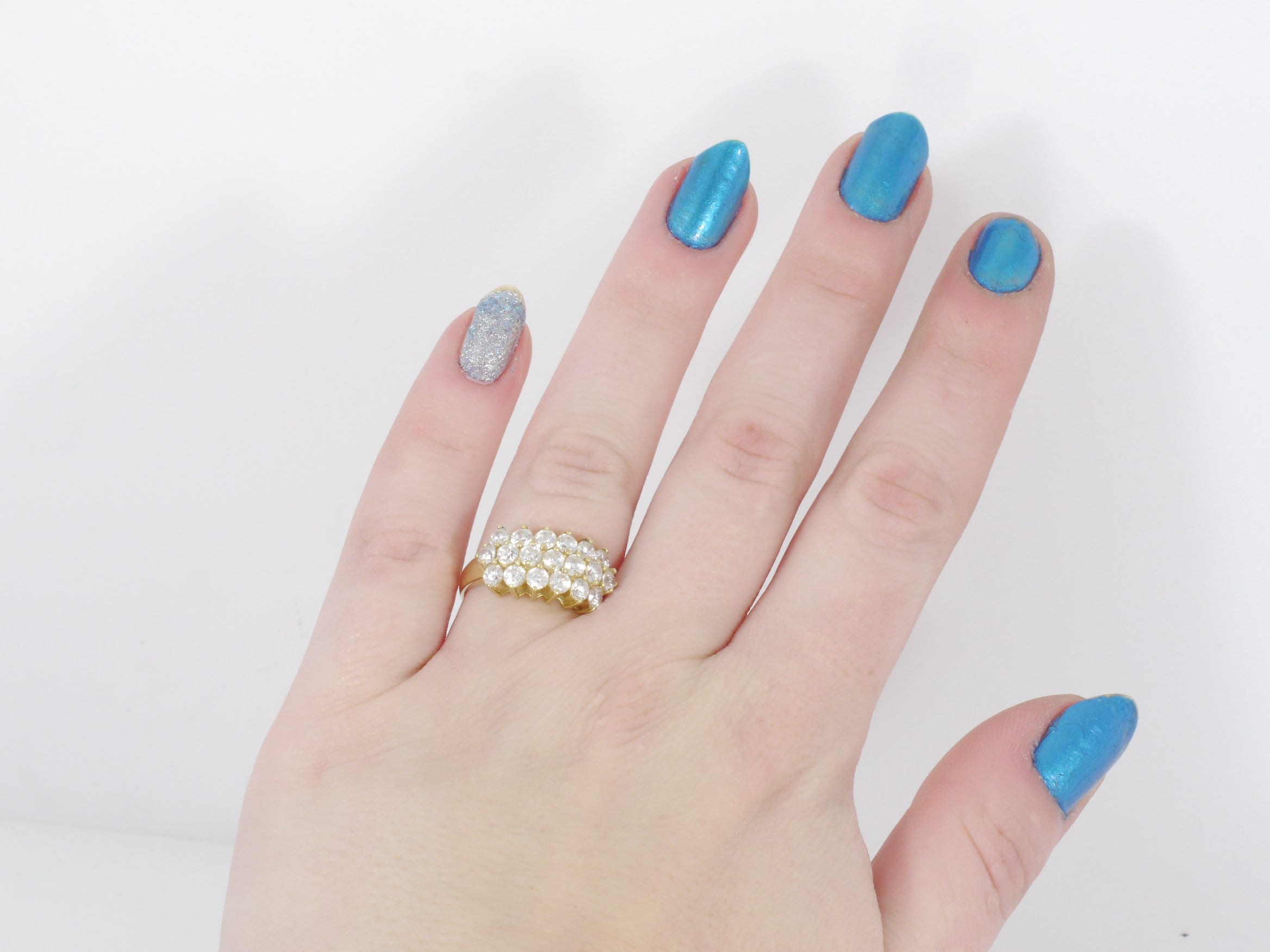 クロチェ/10kリング/3点セット 10K Yellow Gold Floral CZ Cluster Cocktail Ring - Vintage