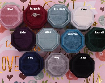 Luxury Handmade Octagon Velvet SINGLE SLOT Ring Box | Engagement Ring Box | Wedding Ring Box | Proposal | Ring Bearer Box | For Bridal Set