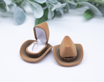 Cowboy Hat Ring Box Earring Box Jewelry Box Gift Box Engagement Wedding Proposal Presentation Jewelry Ring Box