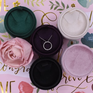 Luxury Velvet Round  Jewelry Box, Valentine's Day & Holiday Gift, Birthday, Wedding, Bridesmaids, Decorations, Earrings, Necklace