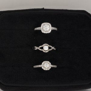 Velvet Ring Box Handmade - Fits 12  The Traveller Black Color Engagement Ring & Wedding set Elegant Keepsake Box Bridal Photo Detail Props