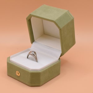 Luxury Antique Style Ring Box , Jewelry Box, Proposal Engagement Presentation Wedding Ring Box , Smoke Green Color
