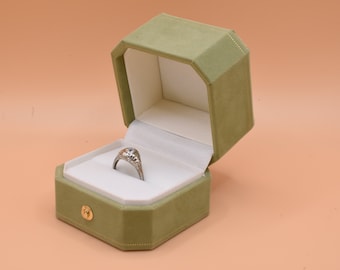 Luxury Antique Style Ring Box , Jewelry Box, Proposal Engagement Presentation Wedding Ring Box , Smoke Green Color