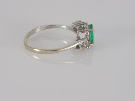 Vintage 14k White Gold Marquise Emerald Diamond A… - image 5