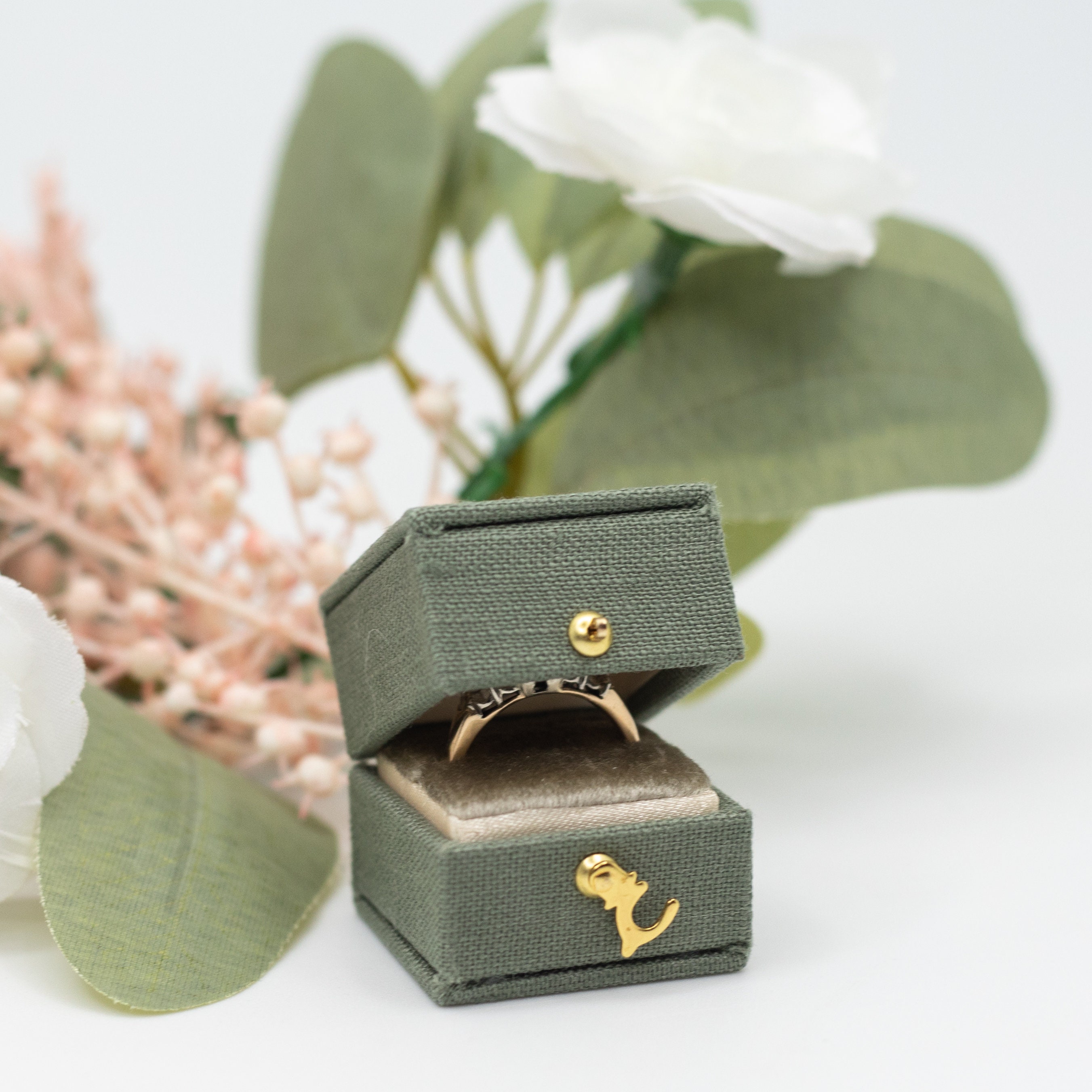 UK発【WOLF】 forest green floralベルベットジュエリーボックス Forest Green WOLF Zoe Medium Jewellery Box