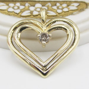 Estate Champagne Diamond Heart Pendant 10k Yellow Gold