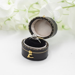 Antique  Victorian Style  Mini Black Oval Shape White trim Jewelry  Ring  Box ,Proposal Engagement Presentation Wedding Ring Box  For Gift
