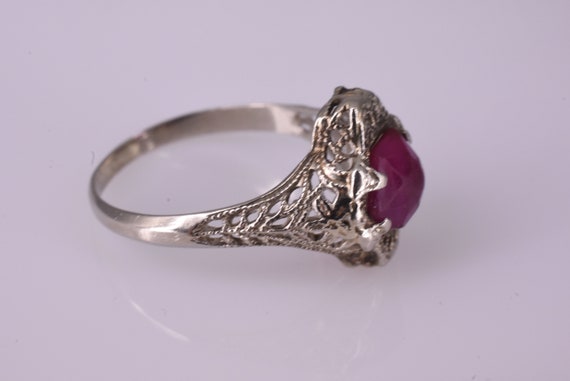 Antique Art Deco Pink Tourmaline Filigree 10k Whi… - image 5