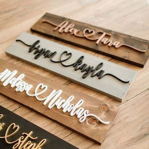 Wedding Sign, Wedding Gift, Gift for Couple, 3D sign, Personalized Wooden Sign, Custom 3D Sign, Anniversary Gift, Engagement Gift, Wood Sign