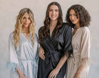Feather Robe, Robe with Feathers, Feather Robes for Bridesmaids, Bridesmaid Robes, Wedding Robes, Bridesmaid Gift, Personalized Robes