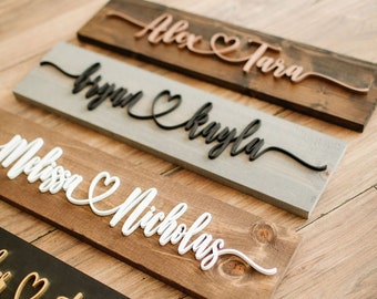 Personalized 3D Wooden Wedding Sign, Custom Anniversary Gift