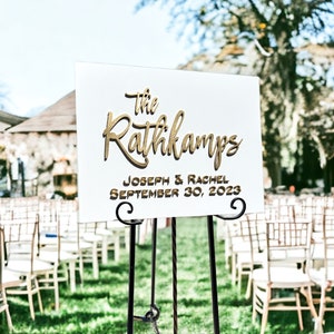 Custom Wedding Welcome Sign: White & Gold 3D Lettering