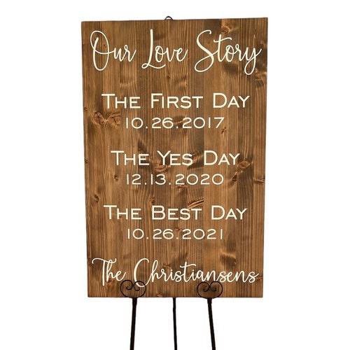 Our Love Story Sign, Love Story Sign, First Day Best Day shops Yes Day Sign, Wooden Wedding Sign, Wedding Sign, Wedding Decor, Wedding Signage