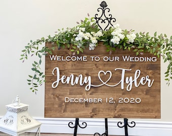 Wedding Sign, Wedding Welcome Sign, Welcome Wedding Sign Wood, Wedding Signage, Wooden Wedding Sign, Heart Name Sign, 3D Wedding Sign