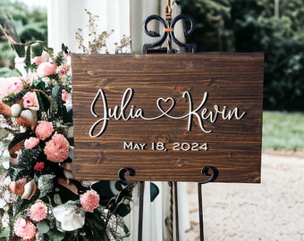Custom Wood Wedding Welcome Sign: 3D Lettering, Newlywed Gift