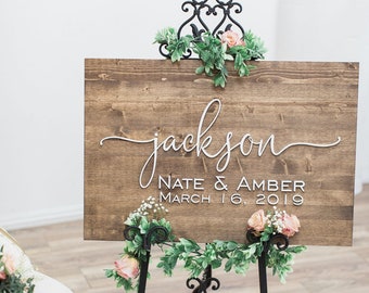 Custom Wood Wedding Welcome Sign- Personalized 3D Raised Lettering Sign for Reception