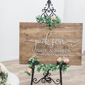 Personalized Wedding Welcome Sign: 3D Lettering, Family Name Wood Decor