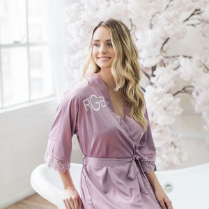 Lace Robe, Bridesmaid Robes, Satin Robes, Lace Bridal Robe, Robes for Bridesmaids, Bridal Robe, Robes with Lace, Lace Bridesmaid Robes
