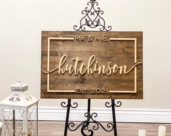 Mr Mrs Sign, Last Name Sign for Wedding, Wedding Sign, Wedding Welcome Sign, 3D Wedding Sign, 3D Sign, Wooden Wedding Sign, Rustic Wedding