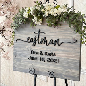Personalized Wedding Welcome Sign: 3D Lettering, Family Name Wood Decor