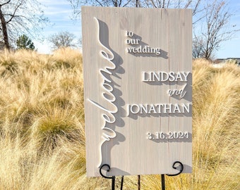 Custom 3D Wood Wedding Welcome Sign: Personalized Wedding Decor