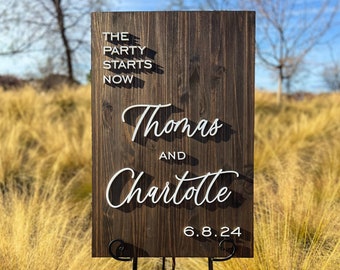 The Party Starts Now Sign, Wedding Welcome Sign, Wedding Decor, Party Sign, Engagement Party Sign, Wedding Sign, Sign for Wedding