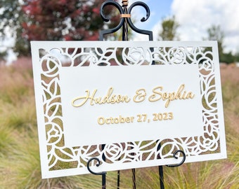 Custom Wedding Welcome Sign: 3D Laser Cut, Personalized Decor