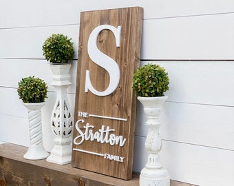 Personalized 3D Last Name Wood Sign: Custom Home Decor