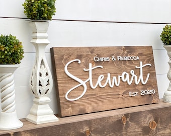 Personalized 3D Wood Sign, Custom Wedding Gift, Anniversary Home Decor