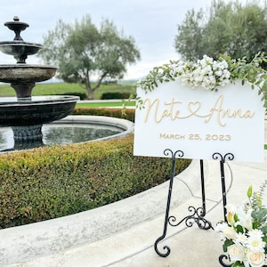 Custom Wedding Welcome Sign: White & Gold 3D Lettering