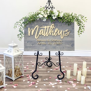 Personalized 3D Letter Wedding Welcome Sign: Wood Last Name Sign