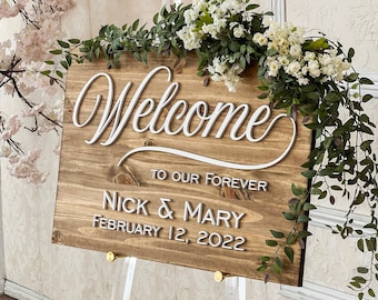 Personalized Wood Wedding Welcome Sign: Rustic 3D Lettering Decor