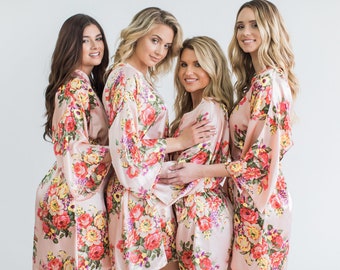 Bridesmaid Robes, Floral Robes, Floral Bridesmaid Robes, Silk Robes, Satin Robes, Robes for Bridesmaids, Kimono Robes, Monogrammed Robes