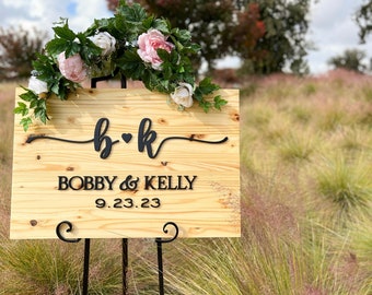 Custom 3D Wood Wedding Welcome Sign: Personalized Venue Decor