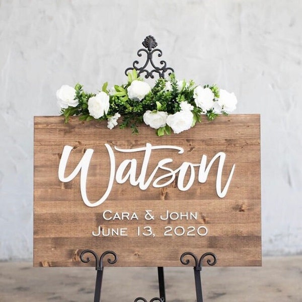 Wedding Sign, Wedding Welcome Sign, Welcome Wedding Sign Wood, Wedding Signage, Wooden Wedding Sign, Last Name Wedding Sign, 3D Wedding Sign