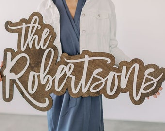 Last Name Cut Out Sign, Last Name Sign 3D Wood, Wedding Name Sign, Wedding Sign, Last Name Sign, Cut Out Name Sign, Large Wood Cut Out