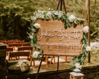 Personalized 3D Wedding Welcome Sign: Rustic Wood Decor