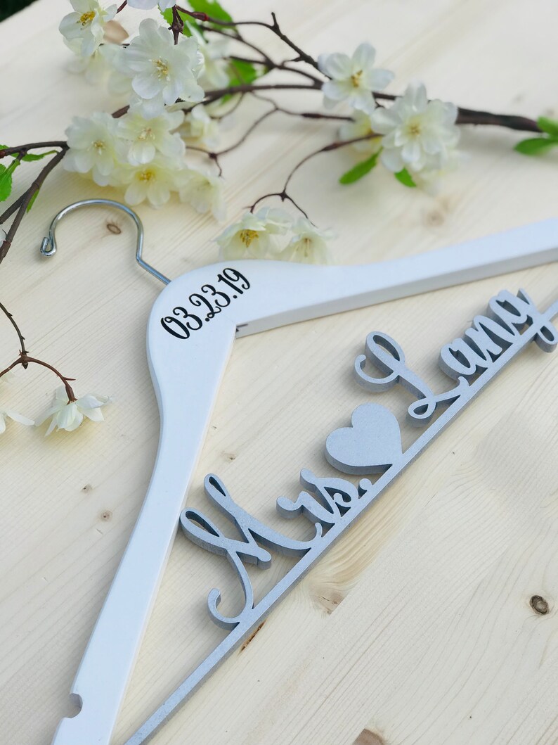 Wedding Dress Hanger Personalized Hanger Wire Name Hanger Bride Gift Wedding Hanger Customized Hanger Wood Name Hanger