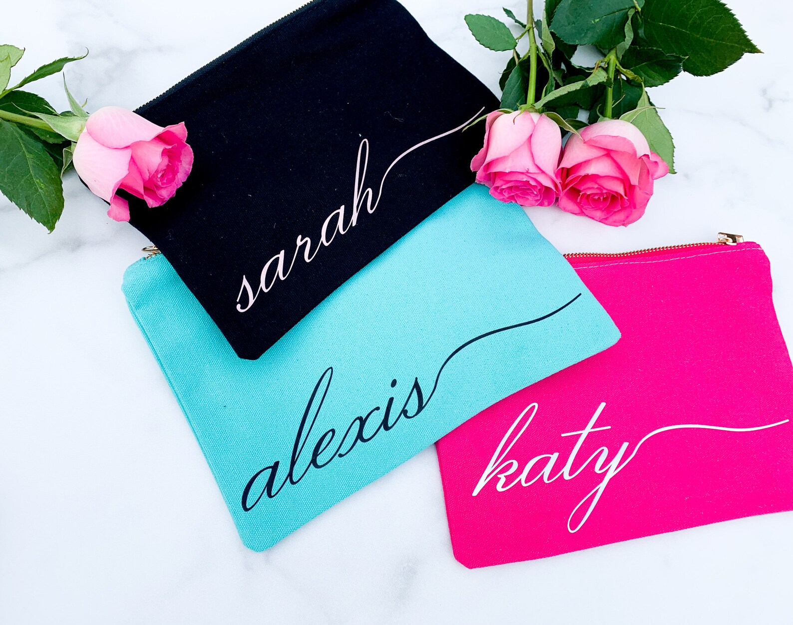 Makeup Bag Personalized Makeup Bag Cosmetic Bag Monogram Etsy