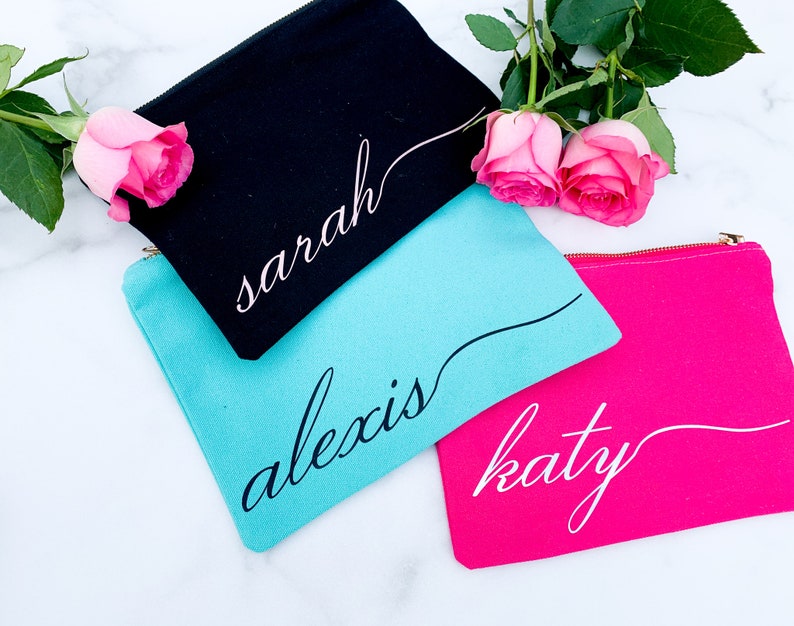 Makeup Bag Personalized Makeup Bag Cosmetic Bag Monogram Etsy