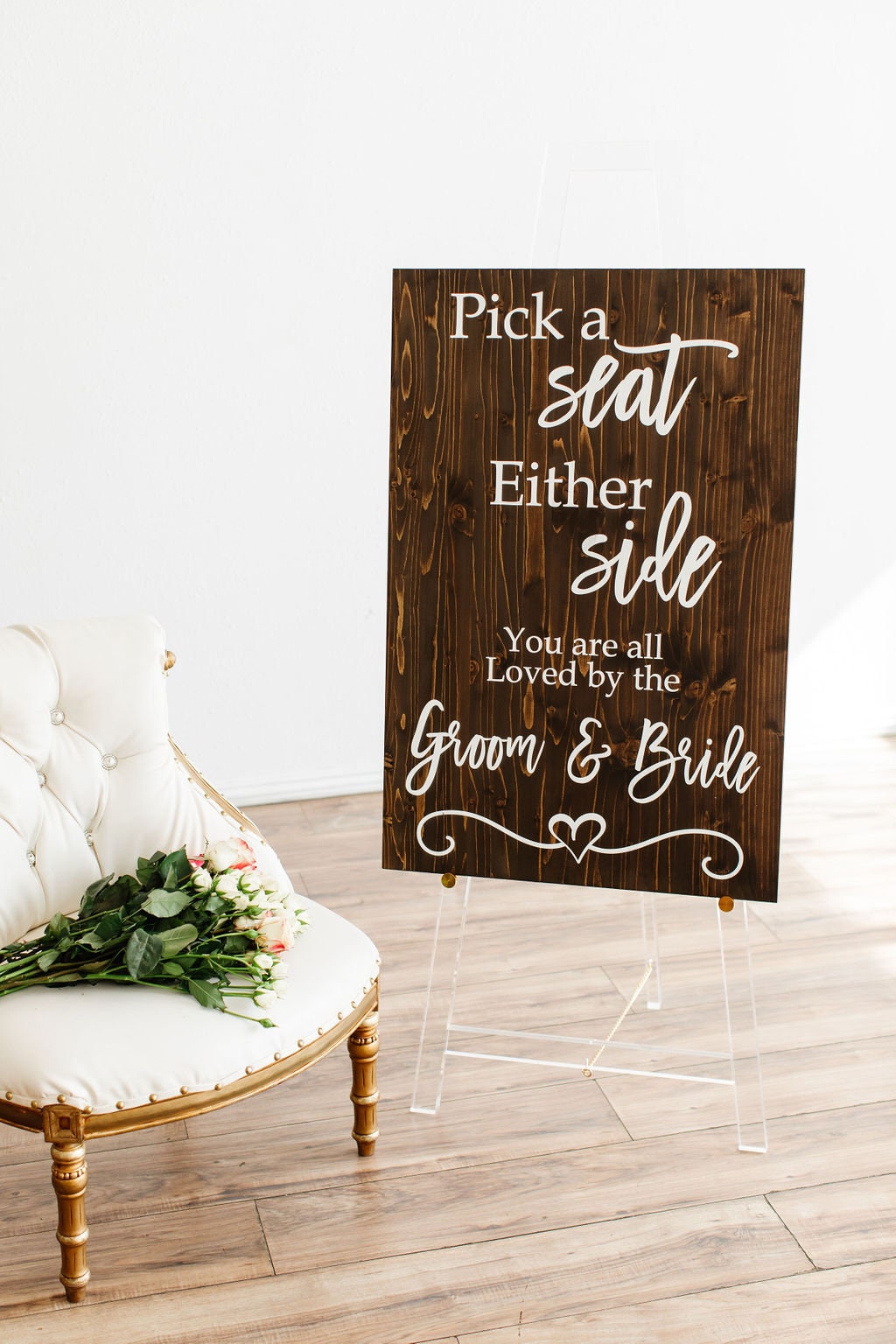 Choose a Seat, Not a Side Wedding Sign - Personalized - Two Families are  Becoming One - Vertical Wooden Sign - Boho - Rustic Wedding Decor