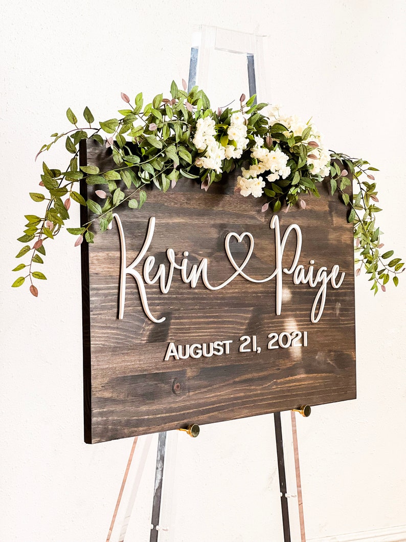 Wedding Welcome Sign, Wedding Sign, Rustic Wood Sign, Wedding Signage, Wedding Name Sign, Established Date Sign, Custom Wedding Sign image 2