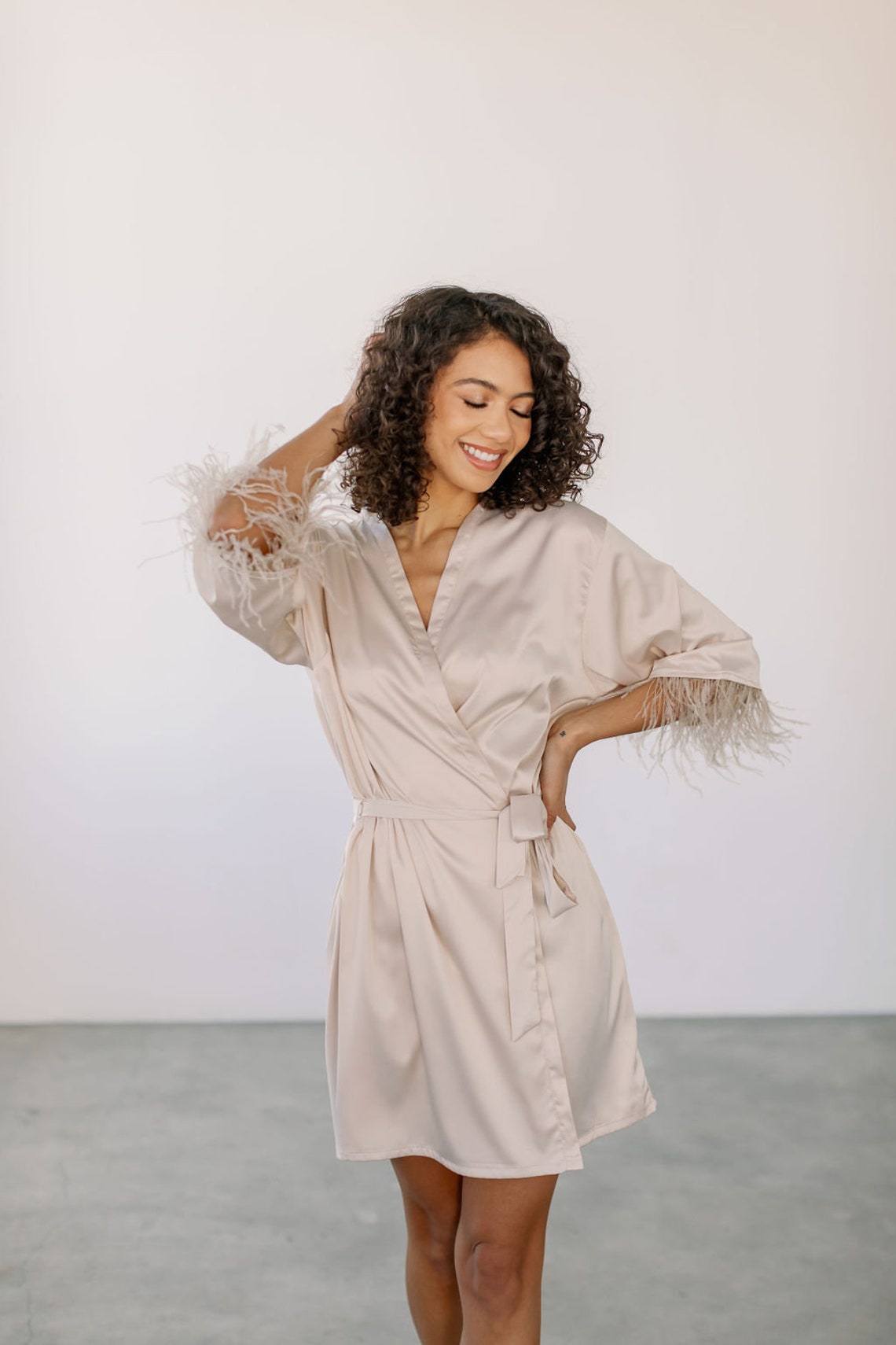 Bridesmaid Robes Feather Robe Robe With Feathers Feather Etsy