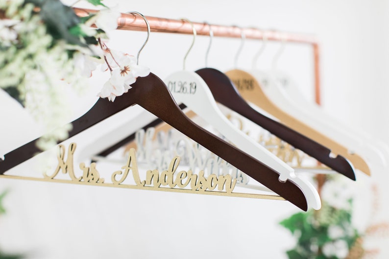 Wedding Dress Hanger Personalized Hanger Wire Name Hanger Bride Gift Wedding Hanger Customized Hanger Wood Name Hanger